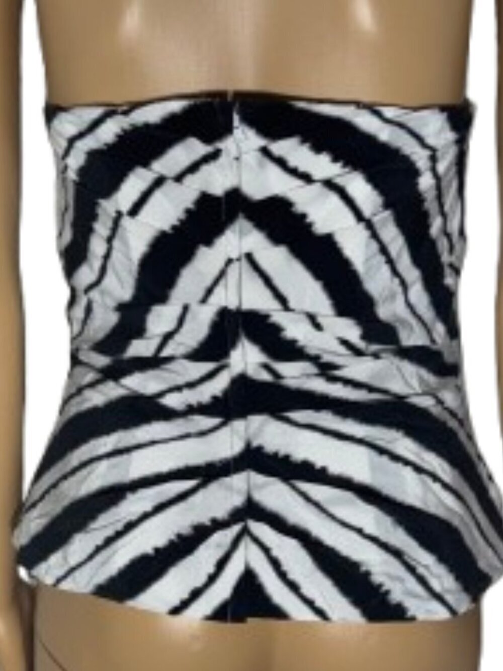 White House Black Market Black & White Strapless Tie-Front Corset Size 4 - Picture 2 of 8